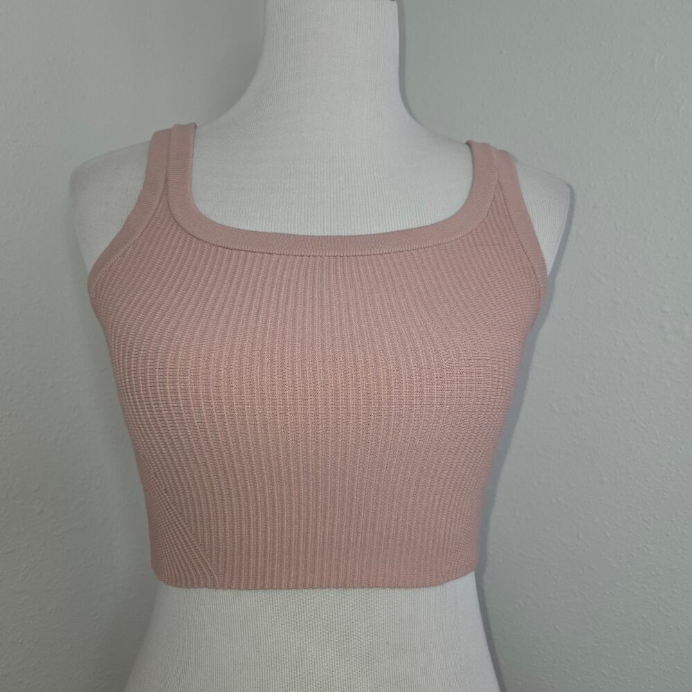 CUTS Coreflex Cropped Wide Strap Ribbed Tank Dusty Pink Women's Size S NWOT